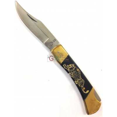 POCKET KNIFE IN BRASS CUT WHITE 20 LARGE LEOPARD MM. 100
