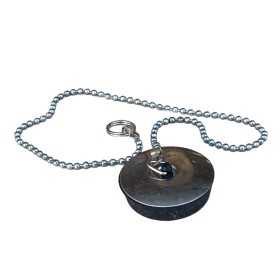 TAPPO IN GOMMA NERA CON CATENELLA PLACCA INOX DIAM. MM. 44