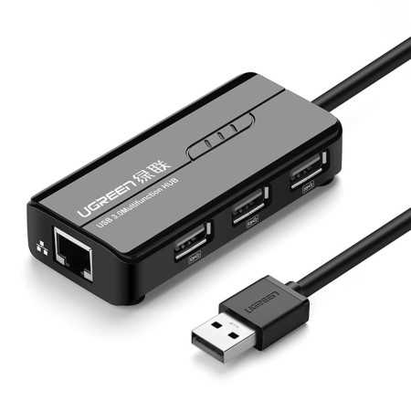 Ugreen Art. 20264 RJ45 Adattatore di rete da USB-A a Ethernet A 3 porte USB 2.0