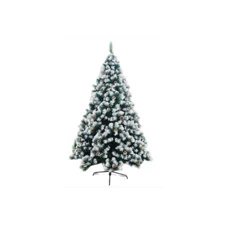 ALBERO DI NATALE ASPEN CON PUNTE INNEVATE E PIGNE RAMI 1417 CM.