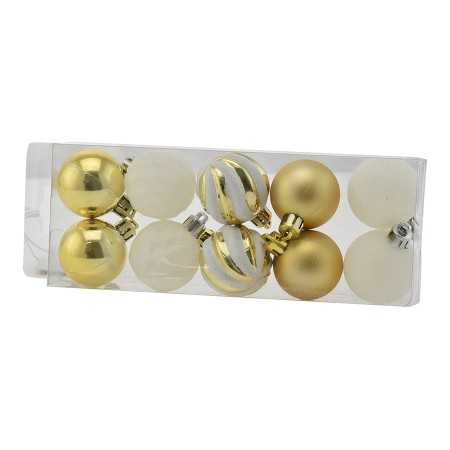 BOX 10 SFERE PALLINE DI NATALE CM. 4 DECORO LUCIDO/MAT COLORE