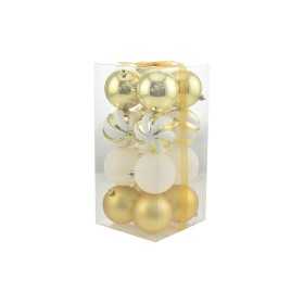 BOX 16 SFERE PALLINE DI NATALE CM. 8 DECORO LUCID/MAT COLORE ORO