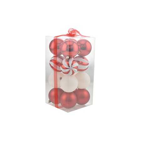 BOX 16 SFERE PALLINE DI NATALE CM. 8 DECORO LUCID/MAT COLORE