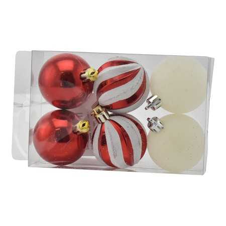 BOX 6 SFERE PALLINE DI NATALE CM. 5 DECORO LUCID/MAT COLORE