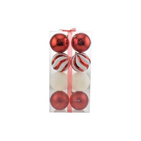 BOX 8 SFERE PALLINE DI NATALE CM. 10 DECORO LUCID/MAT COLORE