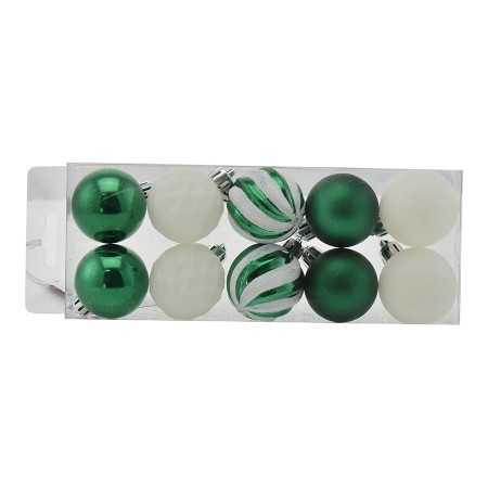 BOX 10 SFERE PALLINE DI NATALE CM. 4 DECORO LUCIDO/MAT COLORE