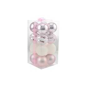 BOX 16 SFERE PALLINE DI NATALE CM. 8 DECORO LUCIDO/MAT COLORE