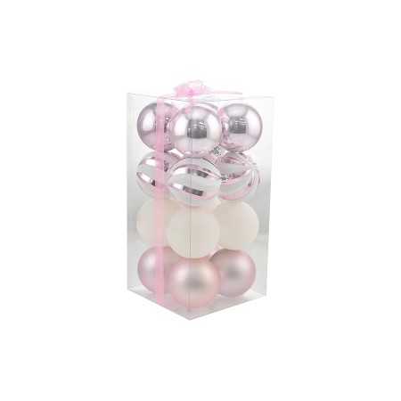 BOX 16 SFERE PALLINE DI NATALE CM. 8 DECORO LUCIDO/MAT COLORE