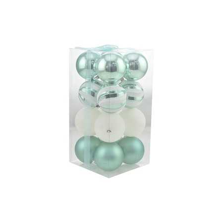 BOX 16 SFERE PALLINE DI NATALE CM. 8 DECORO LUCIDO/MAT COLORE
