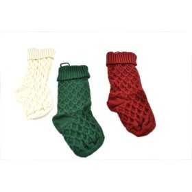 CALZA DI NATALE PER DECORAZIONI E REGALI CM. 46 3 COLORI