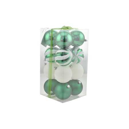 BOX 16 SFERE PALLINE DI NATALE CM. 8 DECORO LUCIDO/MAT COLORE
