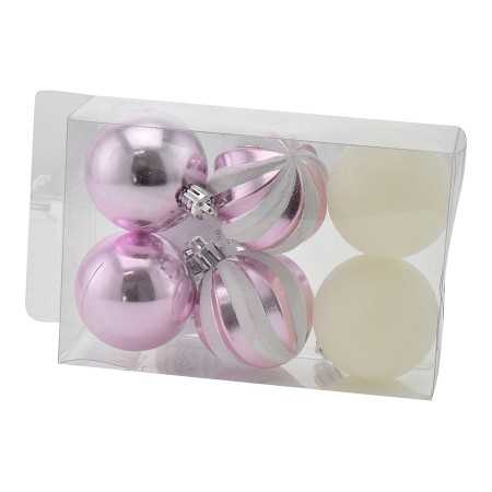 BOX 6 SFERE PALLINE DI NATALE CM. 5 DECORO LUCIDO/MAT COLORE