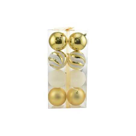 BOX 8 SFERE PALLINE DI NATALE CM. 10 DECORO LUCIDO/MAT COLORE