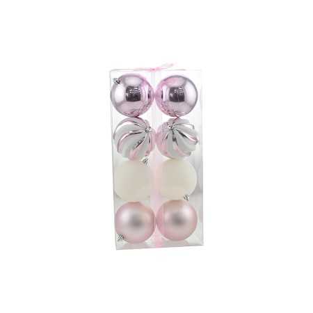 BOX 8 SFERE PALLINE DI NATALE CM. 10 DECORO LUCIDO/MAT COLORE