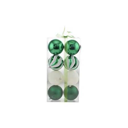 BOX 8 SFERE PALLINE DI NATALE CM. 10 DECORO LUCIDO/MAT COLORE