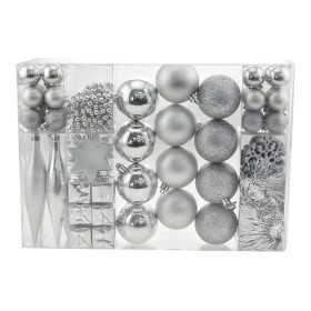 BOX MISTO 63 SFERE DI NATALE LUCIDO/MATTO COLORE ARGENTO