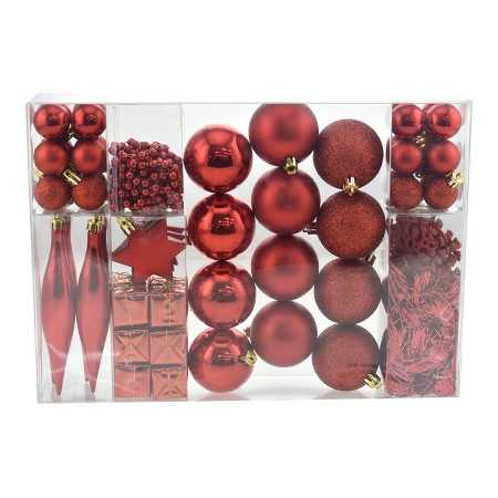 BOX MISTO 63 SFERE DI NATALE LUCIDO/MATTO COLORE ROSSO