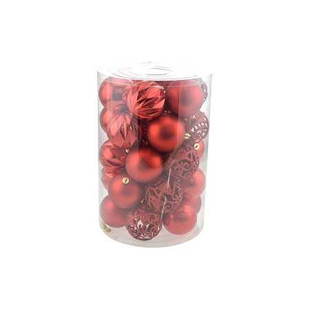 SET 34 PEZZI SFERE PALLINE PER ALBERO DI NATALE CM. 8 COLORE