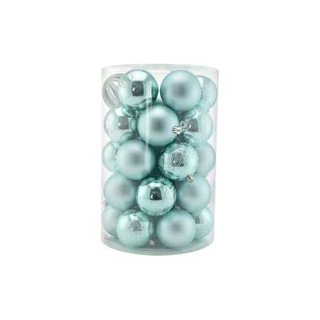 SET 34 PEZZI SFERE PALLINE PER ALBERO DI NATALE CM. 8 COLORE