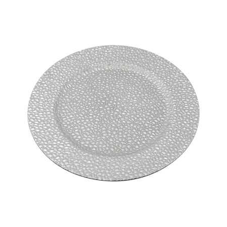 SOTTOPIATTO DECORATO DIAM. CM. 33 COLORE ARGENTO