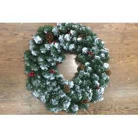 CORONA DECORO MARILLEVA CON PIGNE NEVE BACCHE TPS120 CM. 50
