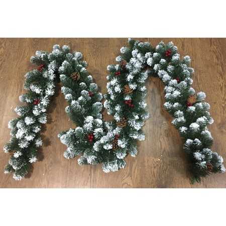 GHIRLANDA MARILLEVA CON PIGNE NEVE BACCHE TPS200 CM. 270