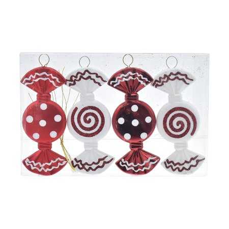 SET 4 PZ APPENDINO A FORMA DI CARAMELLA CM. 9,5 M.504 ROSSO/BI