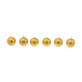 SET 6 CANDELE NATALIZIE A FORMA DI SFERA DIA.4 CM. COLORE ORO