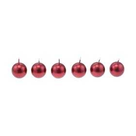 SET 6 CANDELE NATALIZIE A FORMA DI SFERA DIA.4 CM. COLORE ROSSO