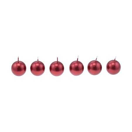 SET 6 CANDELE NATALIZIE A FORMA DI SFERA DIA.4 CM. COLORE ROSSO
