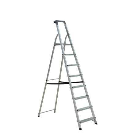 SCALA EVEREST IN ALLUMINIO CON PORTAOGGETTI 8 GRADINI