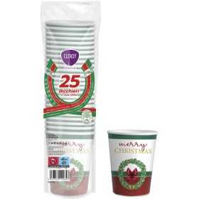 CLENDY NATALE BICCHIERI ACQUA DI CARTA CON DECORO GHIRLAND PZ.