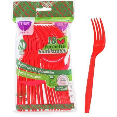 CLENDY NATALE ROSSO FORCHETTE RIUTILIZZABILI PZ. 18