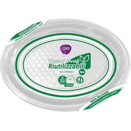 CLENDY NATALE VASSOI OVALI TRASPARENTE RIUTILIZZABILI PZ. 3