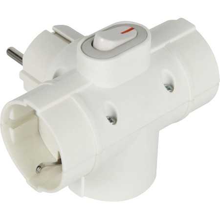 ADATTATORE SPINA SCHUKO A 3 PRESA SCHUKO CON INTERRUTTORE