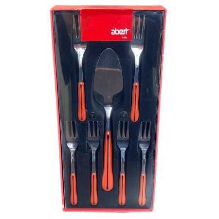 Abert Servizio 7 posate per dolce Sinuosa Rosso nero manico in Abs