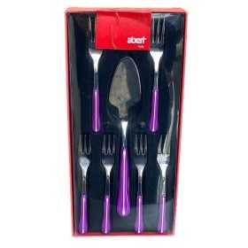 Abert Servizio 7 posate per dolce Sinuosa Viola bianco manico in Abs