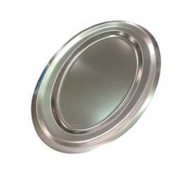 Abert Piatto vassoio di portata ovale senza bordo in acciaio inox 18/10 cm. 50x35