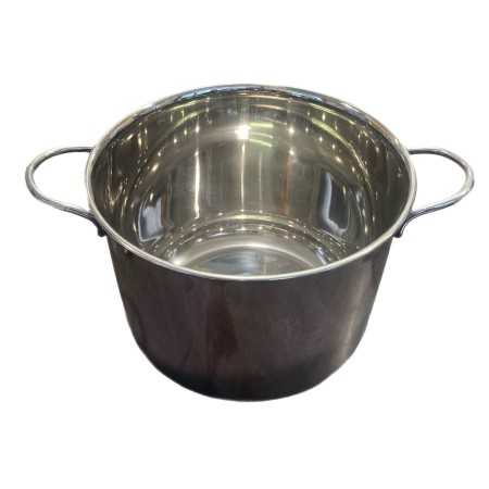 PENTOLA ALTA IN ACCIAIO INOX 18/10 CON MANICI E FONDO IN ALLUMINIO SENZA COPERCHIO CM. 24