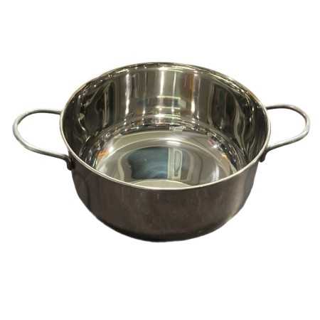 PENTOLA IN ACCIAIO INOX 18/10 CON MANICI E FONDO IN ALLUMINIO SENZA COPERCHIO CM. 24