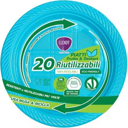 CLENDY COLOR AZZURRO PIATTI FRUTTA E DESSERT RIUTILIZZABILI 20