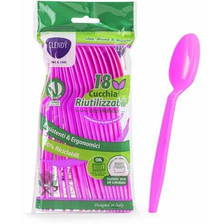 CLENDY COLOR FUXIA CUCCHIAI RIUTILIZZABILI 18 PEZZI