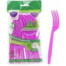 CLENDY COLOR FUXIA FORCHETTE RIUTILIZZABILI 18 PEZZI