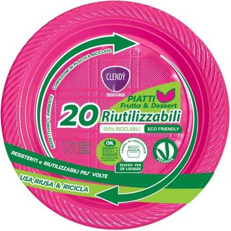 CLENDY COLOR FUXIA PIATTI FRUTTA E DESSERT RIUTILIZZABILI 20