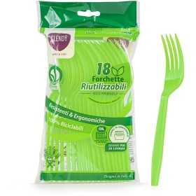 CLENDY COLOR VERDE FORCHETTE RIUTILIZZABILI 18 PEZZI