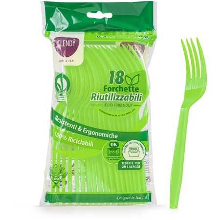 CLENDY COLOR VERDE FORCHETTE RIUTILIZZABILI 18 PEZZI