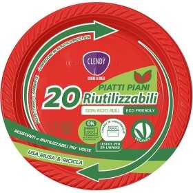 CLENDY NATALE PIATTI ROSSI PIANI RIUTILIZZABILI PZ. 20