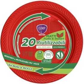 CLENDY NATALE PIATTI ROSSI RIUTILIZZABILI FRUTTA PZ. 20