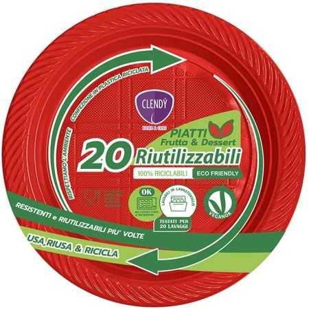 CLENDY NATALE PIATTI ROSSI RIUTILIZZABILI FRUTTA PZ. 20