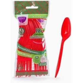 CLENDY ROSSO CUCCHIAI DI PLASTICA RIUTILIZZABILI PZ. 18
